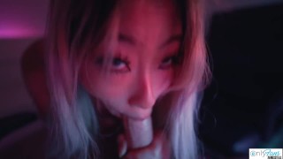 SEXY Asiatic Teen Raya Steele Massages My Male genitalia With Her Throat!